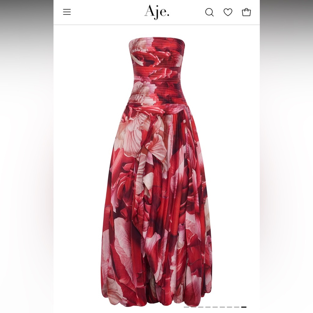 Aje Strapless Floral Maxi Dress in Red and Cream